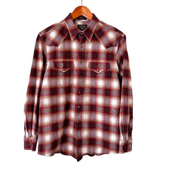 Pendleton Thomas Kay Plaid Western Large Long Sleeve Pearl Snap HEAVY Cotton - Picture 1 of 13